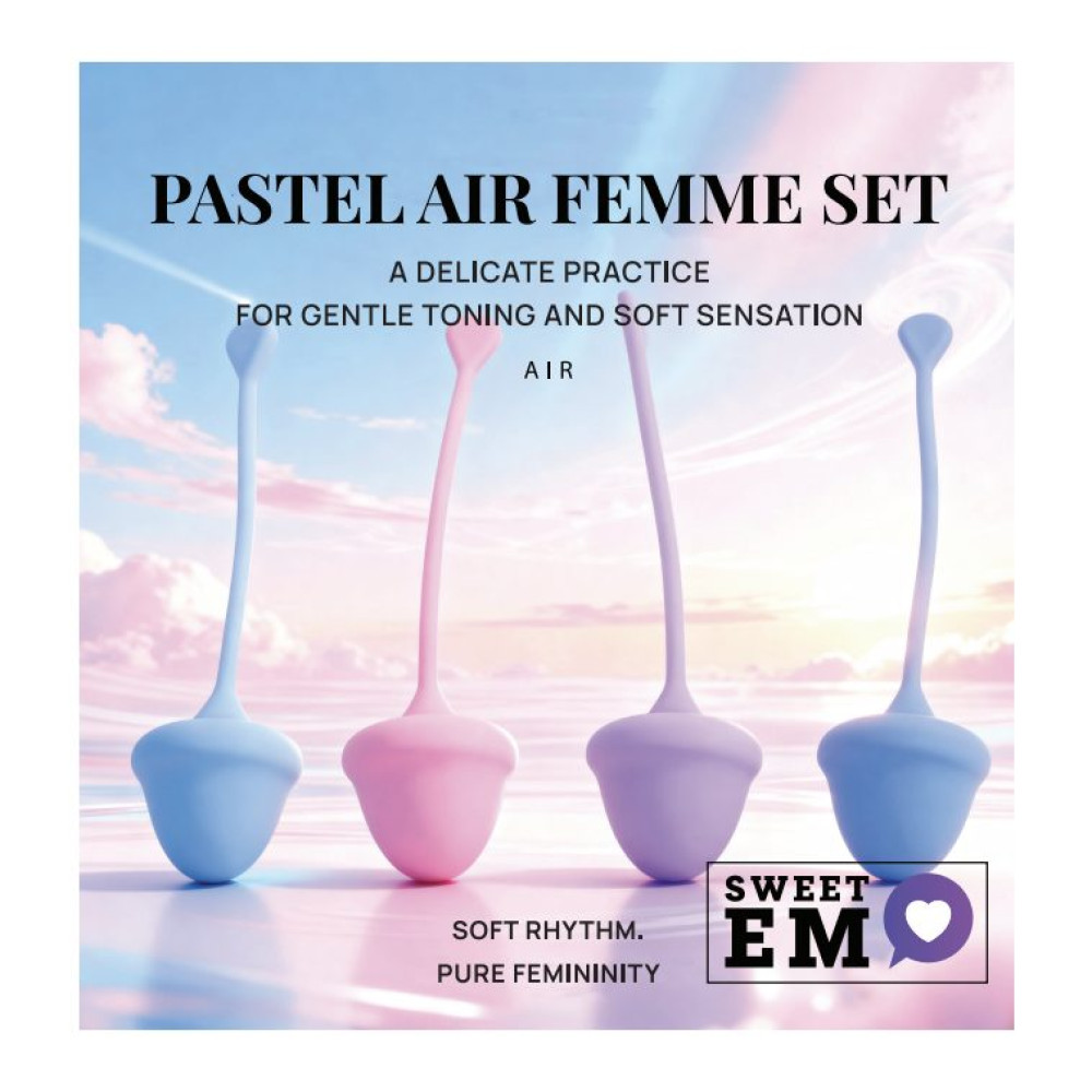 Набір вагінальних кульок Sweet Em з різною вагою, фіолетові, 4 шт, 14.5 х 2.8 см (338196), zoom