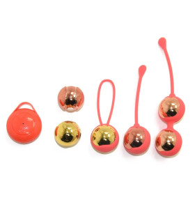 Набір вагінальних віброкульок Sweet Em з пультом, коралові, 16 х 3.4 см - No Taboo