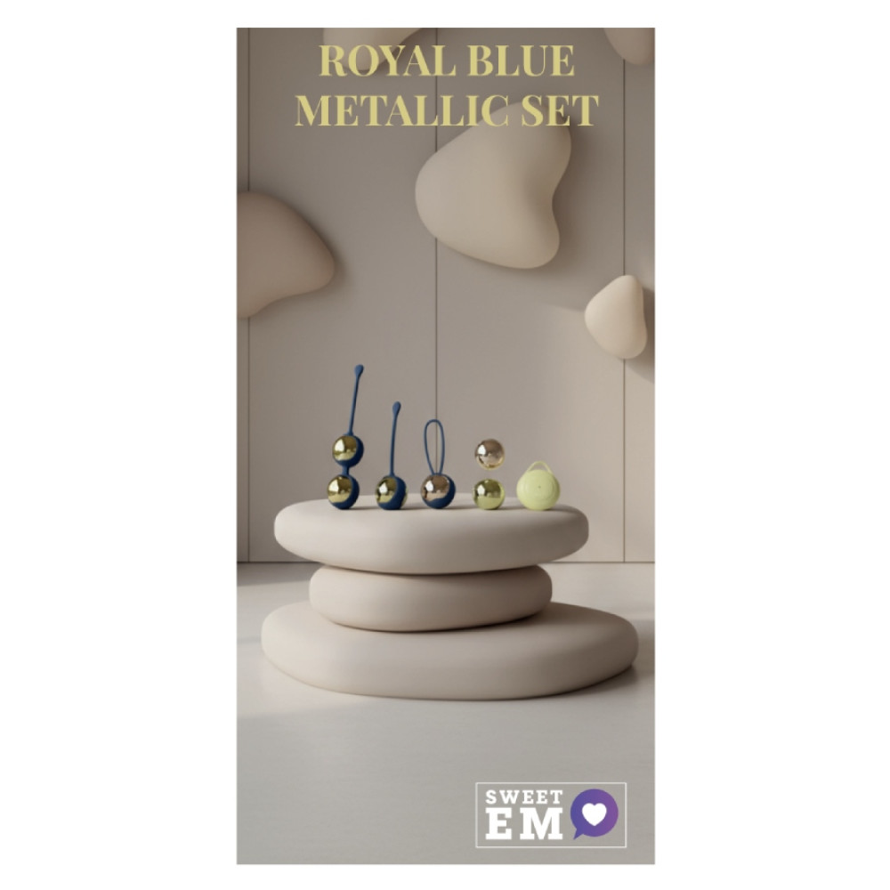 Набір вагінальних віброкульок Sweet Em з пультом, сині, 16 х 3.4 см (338199), zoom