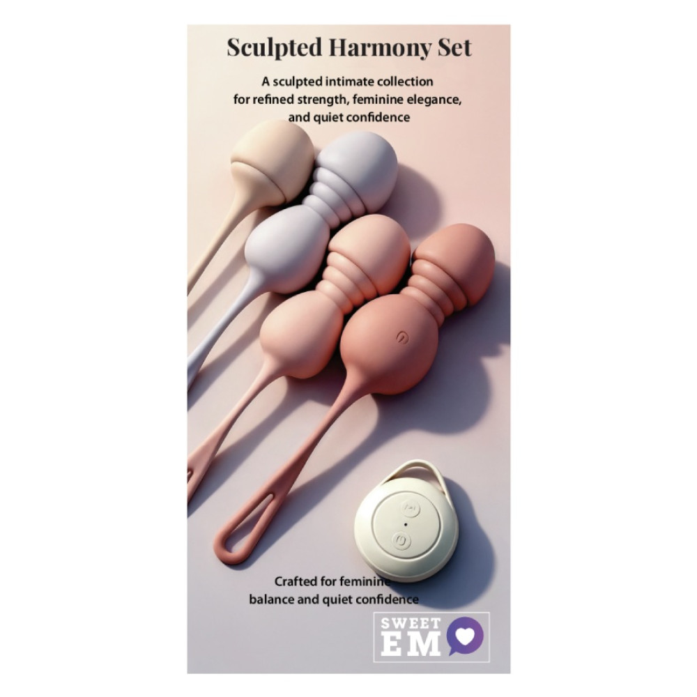 Набір вагінальних віброкульок Sweet Em з пультом, різнокольорові, 4 шт (338201), zoom