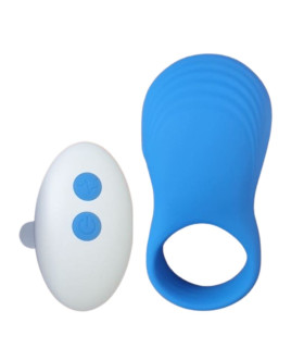 Эрекционное виброкольцо Sweet Em Vibe Ring с пультом, синее, 8.5 х 4.5 см - No Taboo