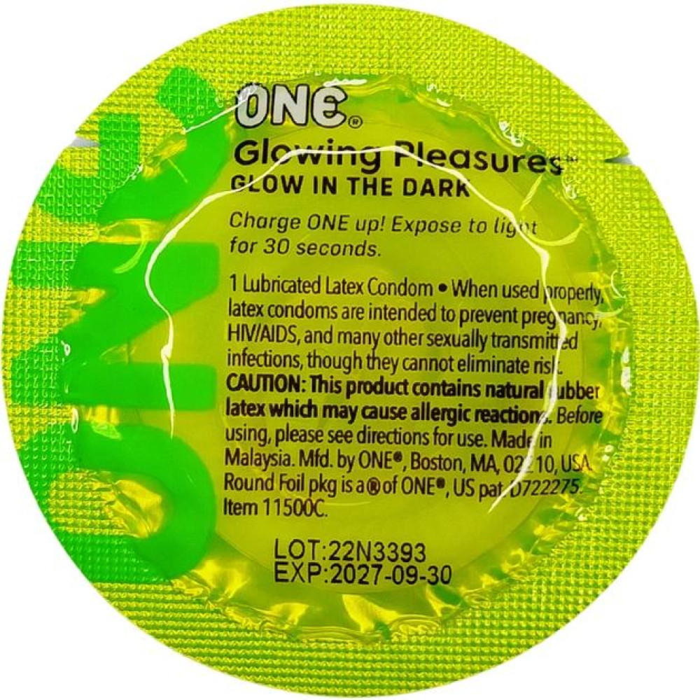 Набір презервативів One Glowiing Pleasures світяться в темряві, латексні, 5 шт (335226), zoom