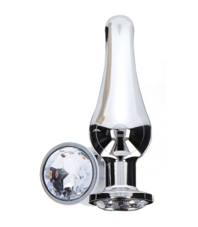 Анальная пробка Toy Joy Diamond Bum Bijou L с кристаллом, серебристая, 13 × 4 см - No Taboo