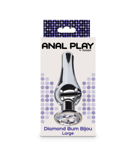 Анальная пробка Toy Joy Diamond Bum Bijou L с кристаллом, серебристая, 13 × 4 см - No Taboo