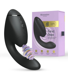 Вакуумный стимулятор Womanizer Next Duo с вибрацией, черный, 19,3 х 5,6 см - No Taboo