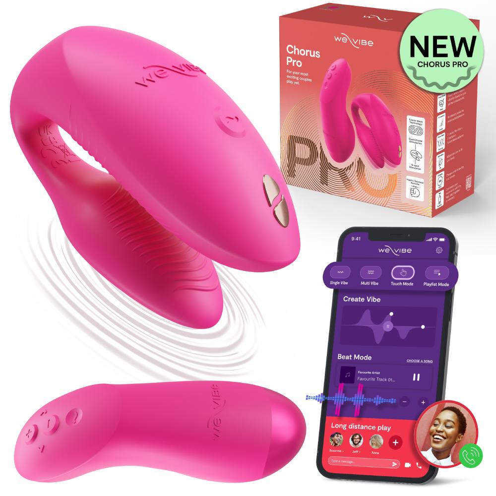 Вібратор для пар We-Vibe Chorus Pro з пультом і додатком, рожевий, 8 см (341790), zoom