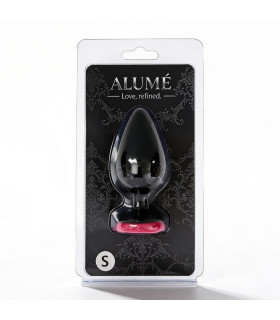 Анальная пробка ALUME, S, силиконовая черная с красной розой, 7 х 2.7 см - No Taboo