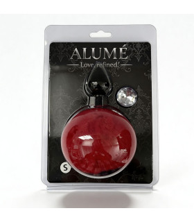 Набор пробка, хвостик и кристал ALUME, S, черная с красным пушком и прозрачным камнем, 7 х 2,7 см - No Taboo