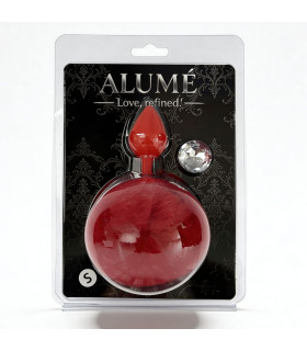Набор пробка, хвостик и кристал ALUME, S, красная с красным хвостиком и прозрачным камнем, 7 х 2.7 см - No Taboo