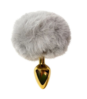 Анальна пробка ALUME, S, металева золотиста з сірим пушком, 7 х 2.8 см - No Taboo