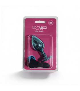Анальная пробка NO TABOO, М, 86 г, металлическая с камнем, бирюзовая, 8 х 3 см - No Taboo