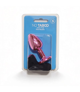 Анальная пробка NO TABOO, S, 50 г, металлическая розовая с розовым камнем, 7 х 2.7 см - No Taboo