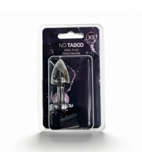 Анальная пробка NO TABOO MINI Silver, 34 г, металлическая с прозрачным камнем, серебряная, 6 х 2,5 см - No Taboo