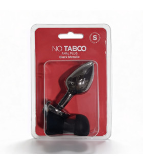 Анальная пробка NO TABOO, S, 54 г, металлическая, со стоппером в форме сердца, черная, 7 х 2.7 см - No Taboo
