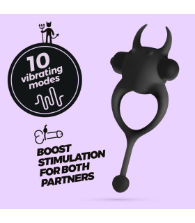 Ерекційне віброклільце Crushious Daemon чорне, 12.5 х 3.5 см - No Taboo