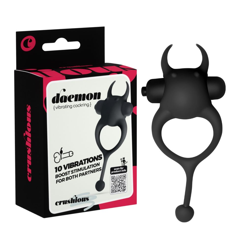 Ерекційне віброклільце Crushious Daemon чорне, 12.5 х 3.5 см (341814), zoom