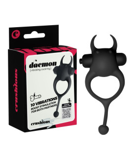 Ерекційне віброклільце Crushious Daemon чорне, 12.5 х 3.5 см - No Taboo
