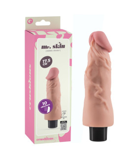 Реалистичный вибратор Crushious Mr. Skin с поворотным регулятором, бежевый, 17.5 х 4 см - No Taboo