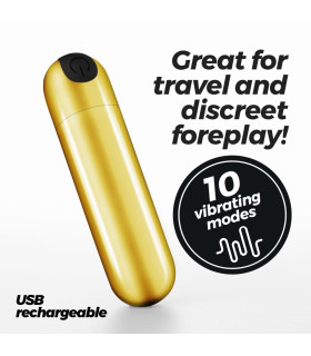 Виброкуля Crushious Imoan 10 режимов вибрации, золотистая, 7.6 х 2 см - No Taboo