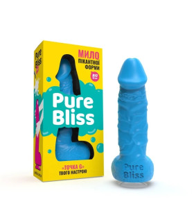 Мыло в форме пениса Pure Bliss Big на присоске, голубое, 18 х 4.2 см - No Taboo