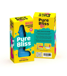 Мыло в форме пениса Pure Bliss Big на присоске, голубое, 18 х 4.2 см - No Taboo
