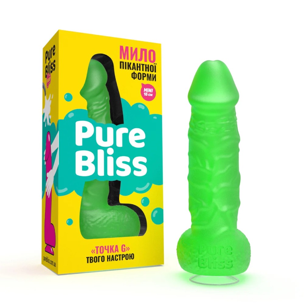 Мыло в форме пениса Pure Bliss Mini на присоске, зеленое, 15 × 3.4 см (218165), zoom