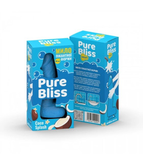 Мыло в форме пениса Pure Bliss Coco Splash с ароматом кокоса, голубое, 18 × 4.2 см - No Taboo