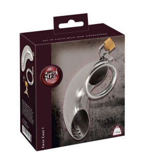 Мужской пояс верности Fetish Collection с замочком, серебристый, 13,5 х 4,4 см - No Taboo