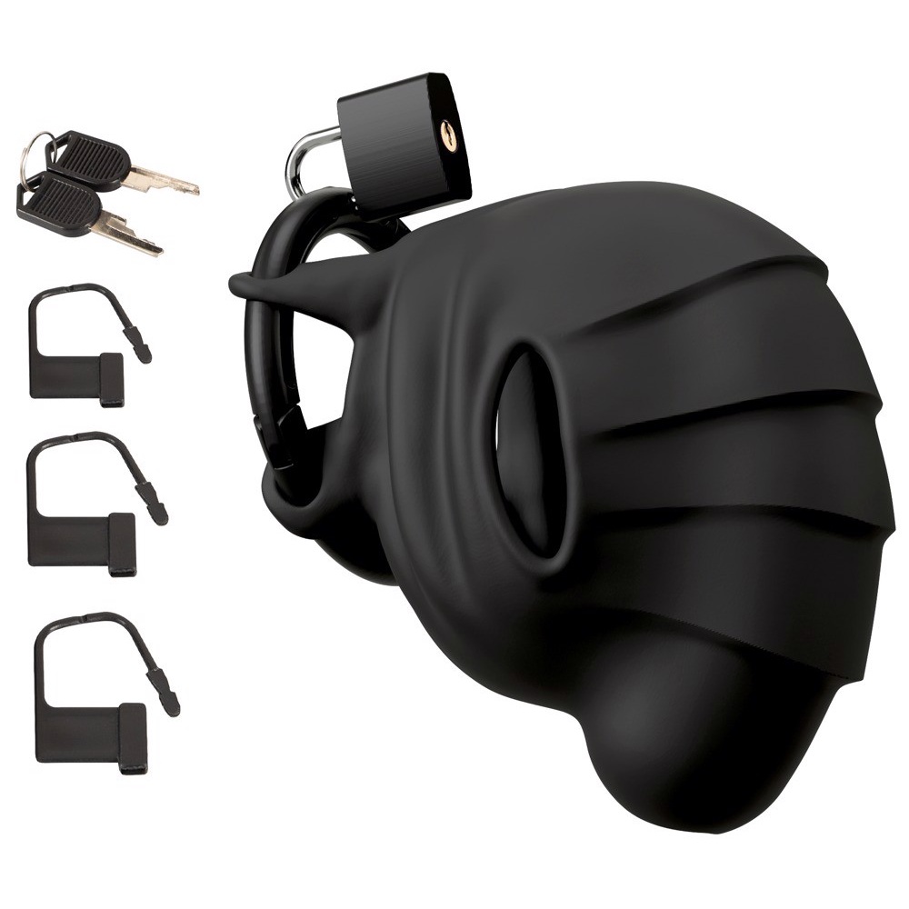 Чоловічий пояс вірності Black Velvets для пеніса та мошонки, чорний (341385), zoom