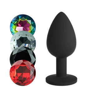 Анальная пробка Crushious Camileo со сменными кристаллами, черная, 9.5 х 4.2 - No Taboo