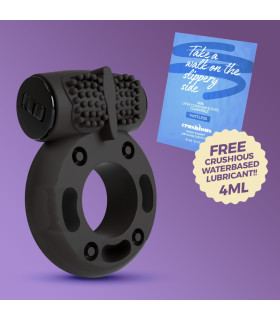 Эрекционное виброкольцо Crushious Booster рельефное, черное, 4.8 х 3.6 см - No Taboo