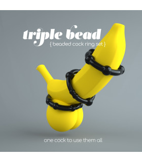 Набор эрекционных колец Crushious Triple Bead черный, 3 шт - No Taboo