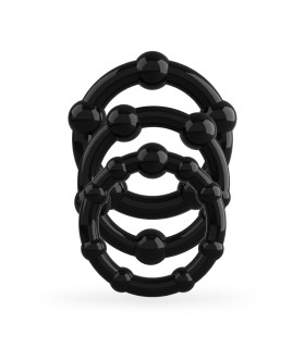 Набор эрекционных колец Crushious Triple Bead черный, 3 шт - No Taboo