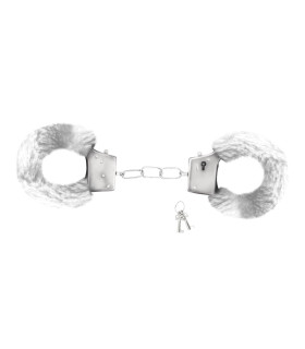 Наручники металлические Crushious Love Cuffs с искусственным белым мехом, серебристые - No Taboo