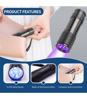 Ультрафиолетовый светодиодный фонарик, чёрный, 8.7 х 2.5 см - No Taboo