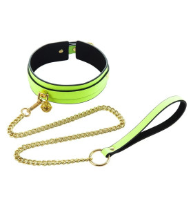 Ошейник IDEA SM с поводком и колокольчиком, салатовый - No Taboo