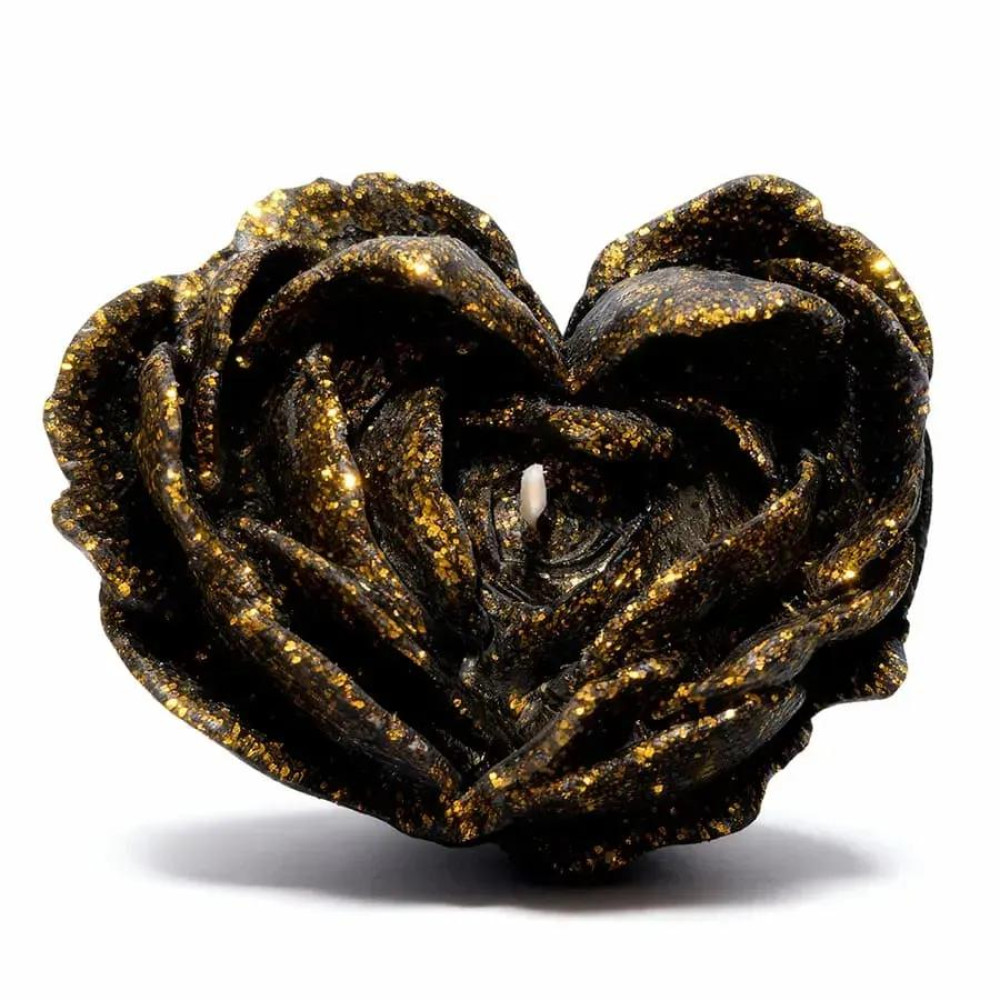 Свеча роза низкотемпературная GlowKink 38 г, для БДСМ, М, чёрная с блёстками (336408), zoom