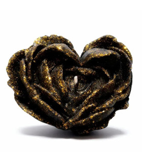 Свеча роза низкотемпературная GlowKink 38 г, для БДСМ, М, чёрная с блёстками - No Taboo