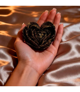 Свеча роза низкотемпературная GlowKink 38 г, для БДСМ, М, чёрная с блёстками - No Taboo