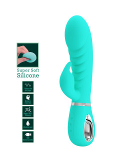 Вібратор-кролик Pretty Love Prescott ребристий, м'ятний, 20 х 3.9 см - No Taboo