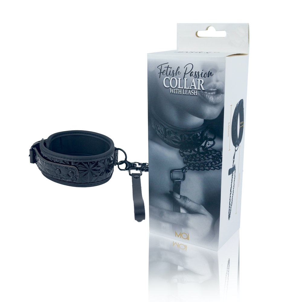 Нашийник з повідцем, поліуретан і вініл, Mai Attraction, чорний, 54 см х 4.9 см (42496), zoom