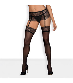 Еротичні чорні панчохи з ажурною гумкою (без силікону), S / M - No Taboo