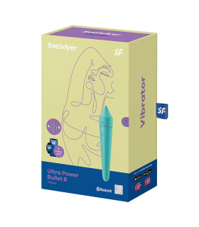 Вибропуля силиконовая Satisfyer Ultra Power Bullet 8 с приложением, бирюзовая, 14 х 2.7 см - No Taboo