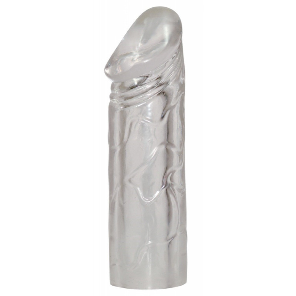 Насадка на член з вираженою голівкою Orion безбарвна, 19 х 3 см (43518), zoom