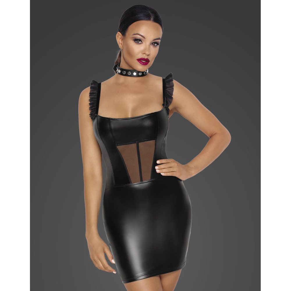 Платье из винила с сетчатыми вставками Noir Handmade черное, M (43550), zoom