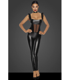 Комбинезон из винила с сетчатой вставкой Noir Handmade черный, S - No Taboo