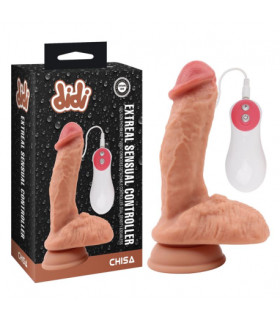 Вибратор реалистичный на присоске с пультом Chisa бежевый, 18.5 см х 3.7 см - No Taboo