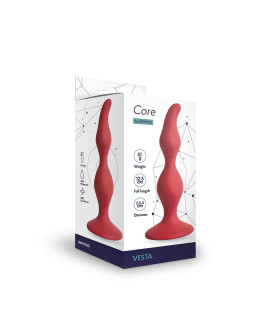 Анальная пробка волнистая из силикона красная, 12.5 см х 3 см - No Taboo