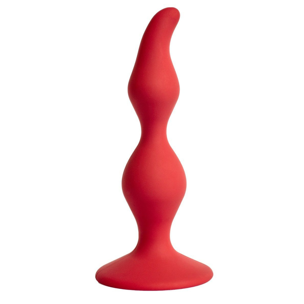 Анальная пробка волнистая из силикона красная, 12.5 см х 3 см (43217), zoom