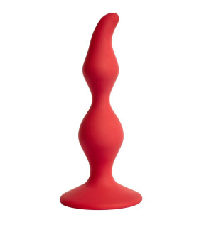 Анальная пробка волнистая из силикона красная, 12.5 см х 3 см - No Taboo